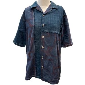 Anne Namba Silk Blue Hawaiian Aloha Shirt Mens Size Medium